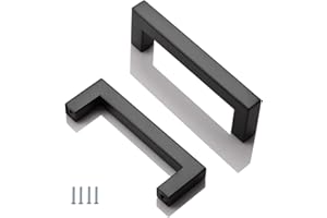 ANSIEDIO 2 Pack Black Stainless Steel Cupboard Handles - 96mm Kitchen Cabinet Door Handles Furniture Drawer T Bar Pulls