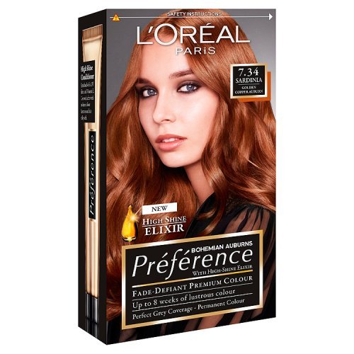 L'Oreal Paris Preference Hair Colour 7.34 Sardinia Golden Auburn