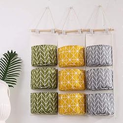 Sac de Rangement Suspendu, Porte de Rangement Mural à 3 Poches, Panier de Rangement Pour Organisateur de Maison en Tissu de Lin et Coton Imperméable, Au-dessus de La Porte, Penderie, Contenant Bureau