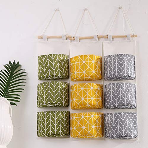 Sac de Rangement Suspendu, Porte de Rangement Mural à 3 Poches, Panier de Rangement Pour Organisateur de Maison en Tissu de Lin et Coton Imperméable, Au-dessus de La Porte, Penderie, Contenant Bureau