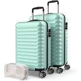 NUMADA Hard Case Set 3pcs Cabin Suitcase 53cm, Medium Suitcase 63cm and Toiletry Bag Set Travel Suitcase ABS 4 Double Wheels