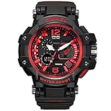Adisaer Armbanduhr Männer Outdoor Wasserdicht LED Herrenuhr Multifunktional Rot Outdoor Sportuhr Armbanduhr Automatikuhr