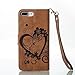 iPhone 7 Plus Case,iPhone 7 Plus Wallet Case,Leeook Retro Elegant Pretty Creative Borwn Embossing Love Heart Butterfly Flower Flip PU Leather Fold Wallet Pouch Case with Strap Stand Credit Card ID Cash Holders Book Style Stand Function Magnetic Closure Case Cover for Apple iPhone 7 Plus (5.5 Inch) + 1x Black Stylus