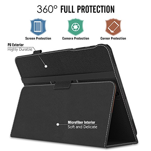 MoKo Samsung Galaxy Tab S3 9.7 Hülle – PU Leder Ständer Schutzhülle Smart Case Cover mit Stift-Schleife / Standfunktion und Auto Sleep / Wake Up Funktion für Samsung Galaxy Tab S3 9.7 Zoll (2017) SM-T820 / T825 Tablet, Schwarz/Braun - 2