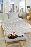 Renforcé Bettwäsche MAXI Streifen stone weiß 135x200cm