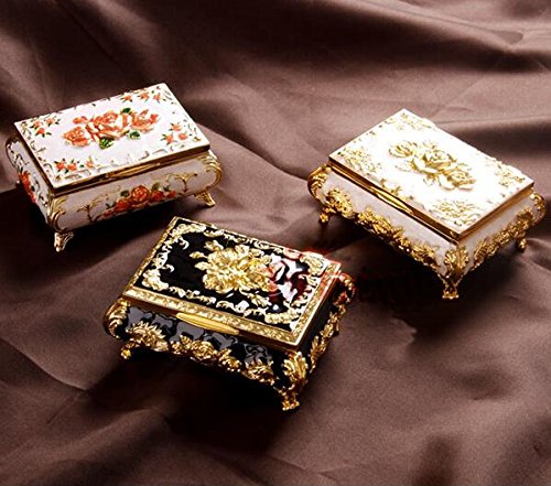 Buwico Blume Small Travel Jewelry Box Organizer Display Storage Bag for Rings Earrings Necklace Goldfarben - 2