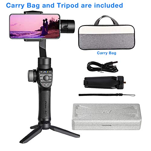 Freevision Vilta-M Pro 3-Axis Handheld Stabilizer Gimbal for iPhone, Samsung, Premium Stability Performance, Double Wheel, Mark A/B Focus Point Setting, Wireless Charging,Provide Tripod and Carry Bag