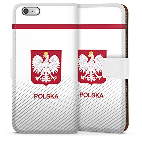Apple iPhone 6 Flip Tasche Schutz Hülle Walletcase Bookstyle Polen EM Trikot Fußball Europameisterschaft