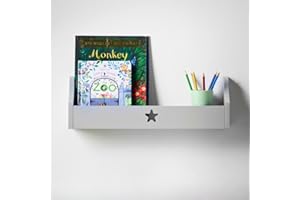 Haus Projekt Estante de Pared para Niños Flotante Estrella Organizadora Solución Multiuso de Madera Estanterías para el Cuarto de Juegos de los Niños Star Chubby Shelf (Paquete 1, Gris) 50x10x16cm