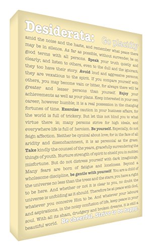 Feel Good Art A2 Modern Gallery Wrapped Typographic Thick Box Canvas (24 x 16-Inch, Cream, Desiderata Design)