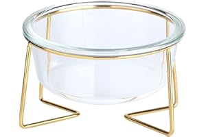 PETPHINDU Vetro Pet Bowl Raised Cat Food Bowl Cat Acqua La Ciotola del Cane Ciotola Cane di Acqua Ciotola con Elevato Stand Gatto Cane Piatto Bacino Dell'animale Domestico Ciotola per Faccione Cats