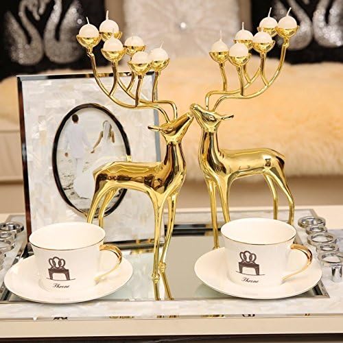 European Creative Furnishings Decorations Home Furnishing Romantic Candlestick Ornaments,Single Gold (With Matching Candles)