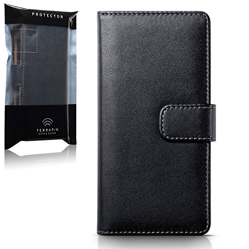 Sony Xperia X Performance Funda Cartera con tapa para billetera y compartimento para dinero - Negro con el interior tostado