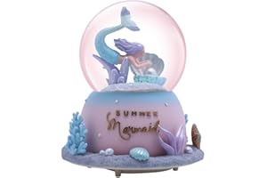 SURPRIZON Personalized Snow Globe Musical Box with Colorful Changing LED Lights, Home Décor Christmas Brithday Valentine's Day Gift (Mermaid)