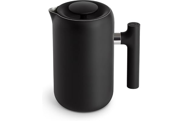 Fellow Cafetière isotherme Clara avec système de filtration amélioré - Cafetière à piston portable en acier inoxydable - Carafe de 24 oz - Couleur Noir mat