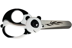 Fiskars Tijeras de animales para niños con motivos de panda, A partir de 4 años, Longitud: 13 cm, para diestros y zurdos, Hoja de acero inoxidable/Mangos de plástico, Blanco/Negro, 1004613