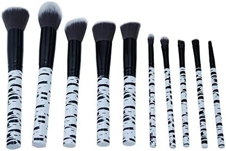 Make-up Brush Set Professional Zebra Pattern10pcs Makeup Brush include Fondation Concealer Blush Eye shadow Eyebrow Powder Lip Fan Brush Beauty Makeup Tools Cosmetics Brushes Kit