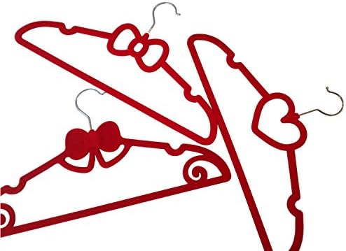 NON-SLIP THIN VELVET HANGER RED – 10 PACK. BEAUTIFULLY DESIGNED BOW-KNOT HANGER, SLIM WITH SWIVEL HOOKS. RICH RED VELVET HANGERS FOR SHIRTS, TROUSERS, BLOUSES AND DRESSES, WITH ACCESSORY BAR (41 X 23 X 0.5 CM).