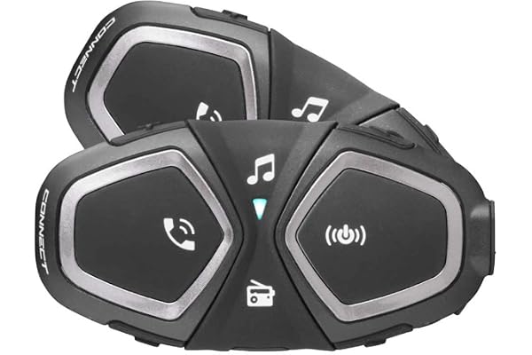 INTERPHONE Connect - Dual Paquet - Système de Communication Moto Bluetooth, Pilote - Pilote 300Mt, Contrôle du Bruit, Jusqu'à 12 Heures, Radio FM, MP3, GPS, Étanche IP67 - Universal.
