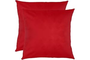 Betadistor Red Cushion Covers 2 Pack 18"x 18" 45 x 45cm Pillow cover,Velvet Comfortable Solid Decorative Throw Pillow Case Square Cushion Cover Pillowcase, Red, 516-0335
