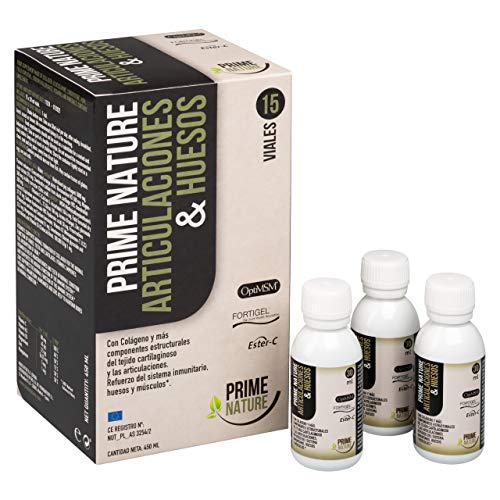 PRIMENATURE - Articulaciones y Huesos, La fórmula más completa en un vial líquido diario. Colágeno Magnesio Vitamina C Ácido Hialurónico MSM Condroitina Glucosamina etc, 15 Viales x 30ml.