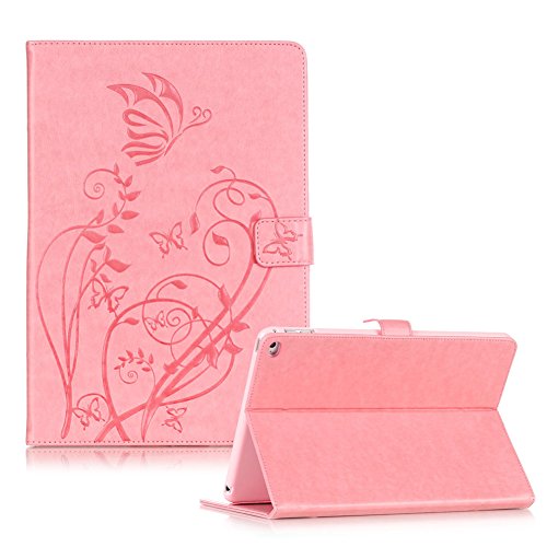 Für iPad Air 2/Für iPad 6 Tasche Smart Cover Case Lederhülle Hülle,Für iPad Air 2/Für iPad 6 Flip PU Leder Tasche Case Hülle im Bookstyle mit Standfunktion Kredit Kartenfächer mit Weich TPU Innere,Funyye [Schmetterling Muster] Slim PU Leder Stand Flip Case Tasche Hüllen Etui Sleeve Smart Cover Schutzhülle Hülle im Bookstyle Ledertasche Für iPad Air 2/Für iPad 6 + 1x Frei Stylus Pen - Schmetterling,Rosa