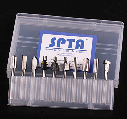 SPTA 10tlg HSS-Fräser Stich-Spitzen & 10tlg HSS Fräser-Set Fur Proxxon Dremel Kabelgebundenes Multifunktionswerkzeug Schleifen, Schleifen, Polieren–3mm Schaft - 4