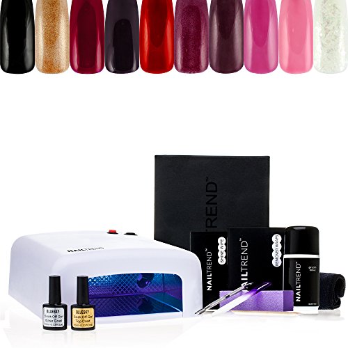 Bluesky 10 Colour Nail Gel Polish Starter Kit Salon Quality, Deluxe Accessories Pack, + 36W UV White Lamp, Includes 10 Bluesky Gel Colours - 03, 08, 09, 15, 18, 19, 22, 24, 25, 27