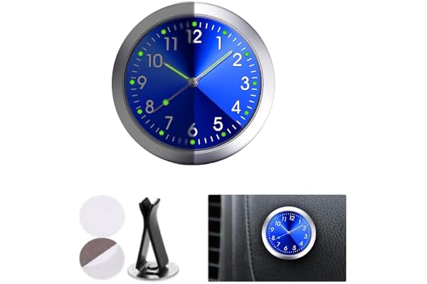 Horloge de Tableau de Bord Numérique à Quartz avec Aiguilles Lumineuses, Convient à toute Décoration de Voiture (bleu)