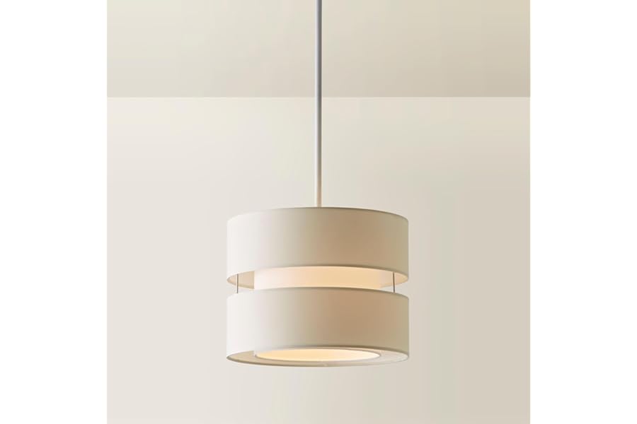 MiniSun | Modern 2 Tier Ceiling Light Shade in a Cream Finish | Pendant Lights, Home Décor & Improvement Essential | 26cm Shade Width