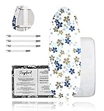 ✔ Todo en uno: compuesto por 1 funda para tabla de planchar Edition "Flower", 1 paño de protección para planchar suavemente tejidos sensibles, 4 tensores elásticos con clip de doble cara.