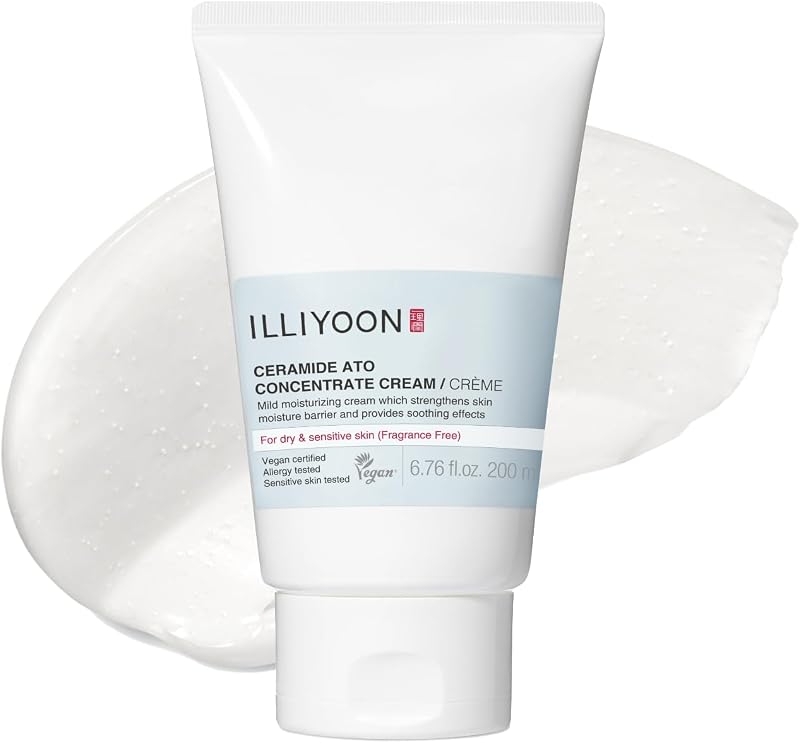 Illiyoon Ceramide Ato Concentrate Cream | Moisturizer for Dry & Sensitive Skin, 100hr Lasting Hydration, For Face & Body, Gentle for Infants, Moisture Barrier Repair, Vegan Certified, 6.76 fl.oz.