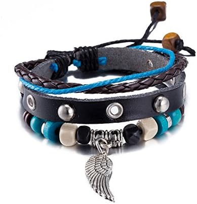 Women &amp; Men Brown Leather Black Rope Bracelet Watch Vintage Jewelry Punk Circles Beads Bangle Wristband
