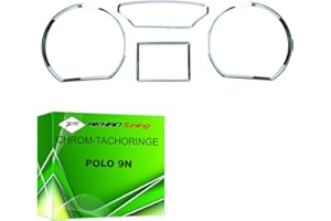 AKHAN-TUNING Akhan TR10P9N - Chrom Tachoringe geeignet für VW Polo 9N alle Baureihe,