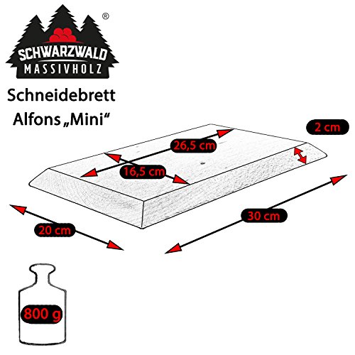 Schwarzwald Massivholz Schneidebrett ALFONS Mini, 30 x 20 x 2 cm, Buche natur - 2