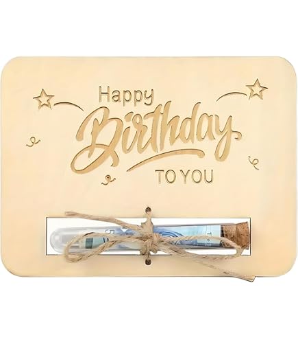 Regalo Di Compleanno Originale In Legno Con Fiori Secchi E Provetta Per Soldi: Scatola Fai Da Te 17x16 Cm