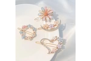 Starvis Korean 4pcs Fancy Bling lady girls women kids hair accessories pearl resin acrylic hair clips rhinestone bobby pins h