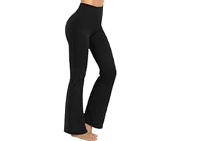 Promover Yoga Hosen Damen Stretch Mit Taschen Activewear-Hosen Trainieren Bootleg Schlaghose Bootcut Sporthose Fitness Hohe Taille Flare Hose Aktive Freizeit Jazzpants