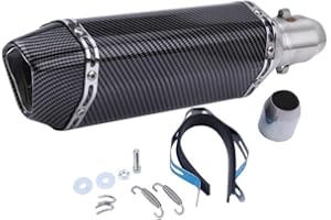 BAISUYA Universal Motorbike Muffler Exhaust 38mm 51mm Diameter Slip on Exhaust Pipe with Silencers 1.5" 2" Inlet With Removable DB Killer For Dirt Bike Street Bike Scooter ATV (Carbon fiber)