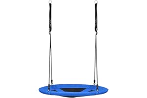 COSTWAY Nest Swing, Hanging Tree Swing Seat with Length Adjustable Ropes, Soft Seating, Kids Swing Set for Indoor Garden Playground, 150kg Capacity (Blue)