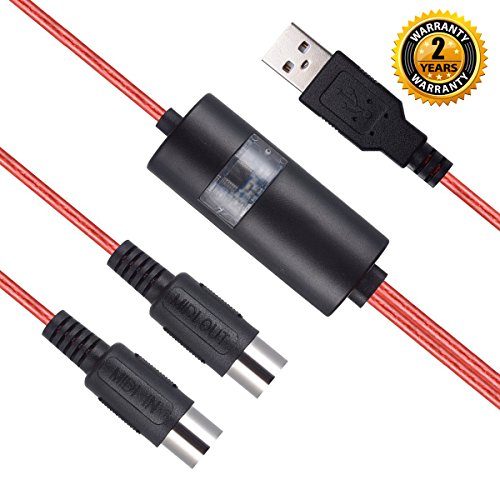 Interfaz de cable USB MIDI, OIBTECH, actualización profesional MIDI a USB IN-Out, convertidor de cable para PC/Mac/Laptop 2M (6,5FT), MIDI CABLE RED