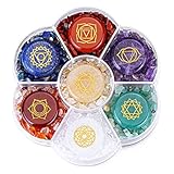 Crystaltears 7 Chakra Healing Crystal Stones Natural Reiki Healing Crystals Gemstones With Engraved Chakra Symbol Tumbled Polished Quartz Crystal Stone For Meditation Crystal Therapy Crystal Gifts