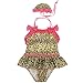 BAO CORE Kids Comfy One-piece Bathing Swimsuit Beachwear With Hat for Baby Girls Toddler Children With Bowknot Leopard Swimwear Age 1-6 Years, 12-18Months