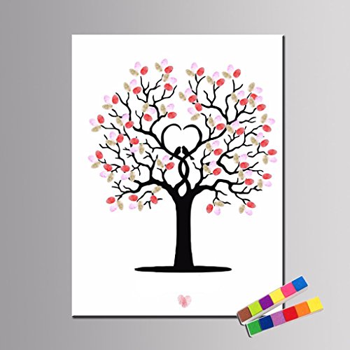 LUFA DIY Hochzeit Unterschrift Fingerabdruck Baum Gäste Buch Leinwand Malerei mit einem Inkpad - 2