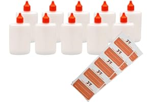 TORG TRADING Ovale Liquid-Flaschen 10 x 125ml - Flachmann, Kunststoffflaschen aus weichem HDPE inkl. 10 Etiketten (weiß/transparent) - Liquid Flasche - Tropfflaschen,Dosierflaschen,Dropper Flaschen,Quetschflaschen