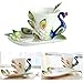Produktbild Cisixin China-Porzellan-Kaffeetasse, Untertasse und Löffel mit Pfau-Modell (Grün)