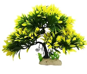 JAINSONS PET PRODUCTS Artificial Three Coconut Tree Plant Ornament for Aquarium Fish Tank Decoration. Create Natural Environment in Aquarium Fish Tank Soft and Natural Plant. (Height: 9 inch)