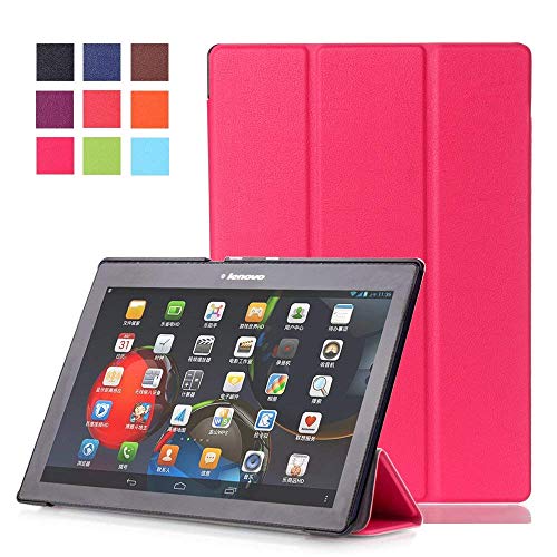 DETUOSI Funda Lenovo Tab 2 A10-30F Ultra Slim Ligera Smart Book Cover Cuero Case Lenovo Tab 2 A10-70,Fundas Carcasa con Stand Función para Lenovo Tab 3 10 Plus 10.1 Pulgadas Tablet -Hot Rosa