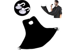HERBENJOY Black Beard Apron Beard Catcher, Shaving, Trimming & Beard Catcher, Waterproof Non-Stick Combing Cloth with 2 Sucker Hooks Hair Clippings Catcher & Grooming Cape Apron, Best Gift for Men,Made for Men