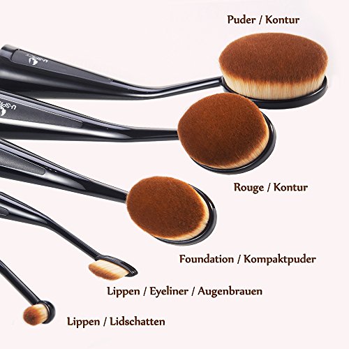 Make Up Pinsel USpicy Pinselset 5-tlgs Schmink Pinsel Set Kosmetik in Ovalem Stehendem Zahnbürstendesign - 2